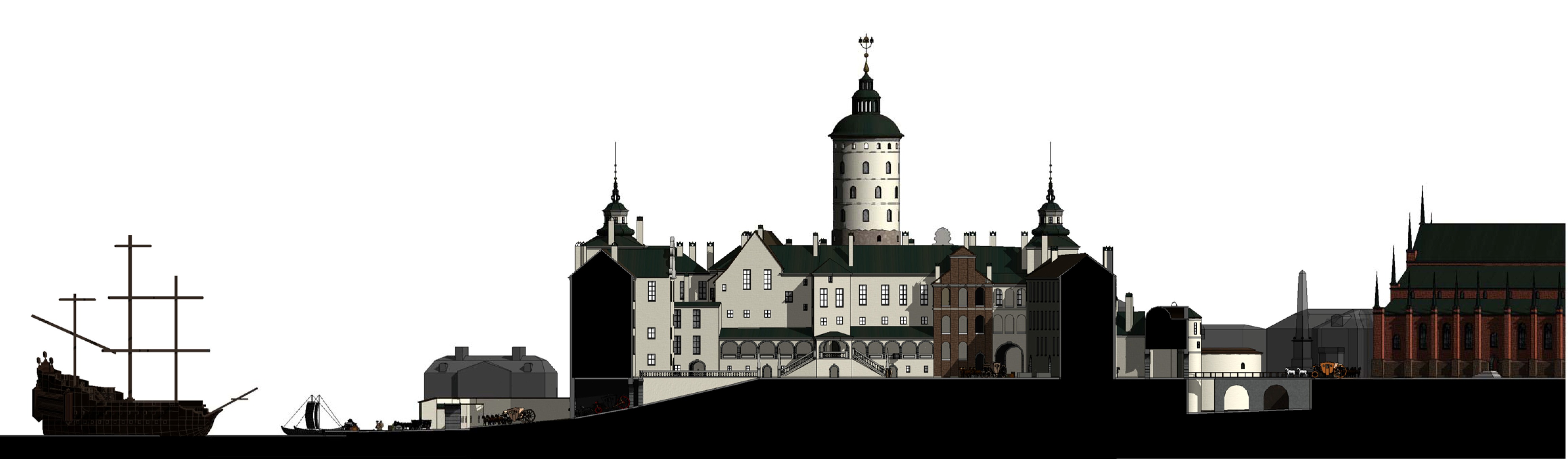 Computer generated model of the Swedish castle Tre Kronor (